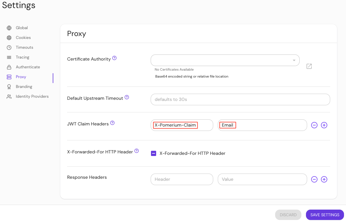 Configure settings